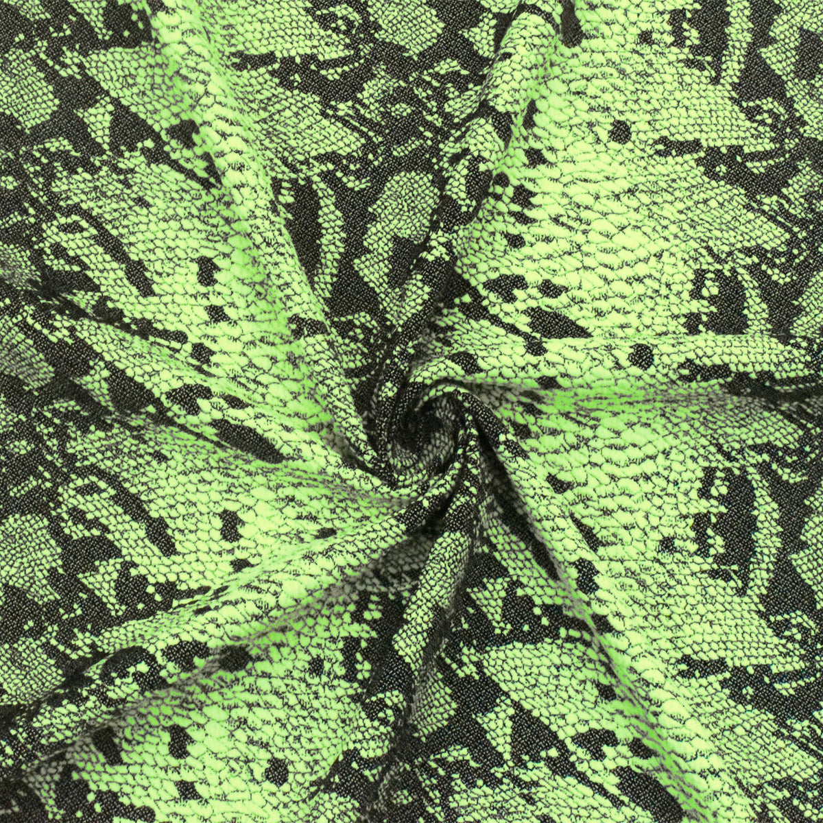 Neon Green-Black Famous Maker Stretch Reptile Jacquard Yoga Knit Fabric