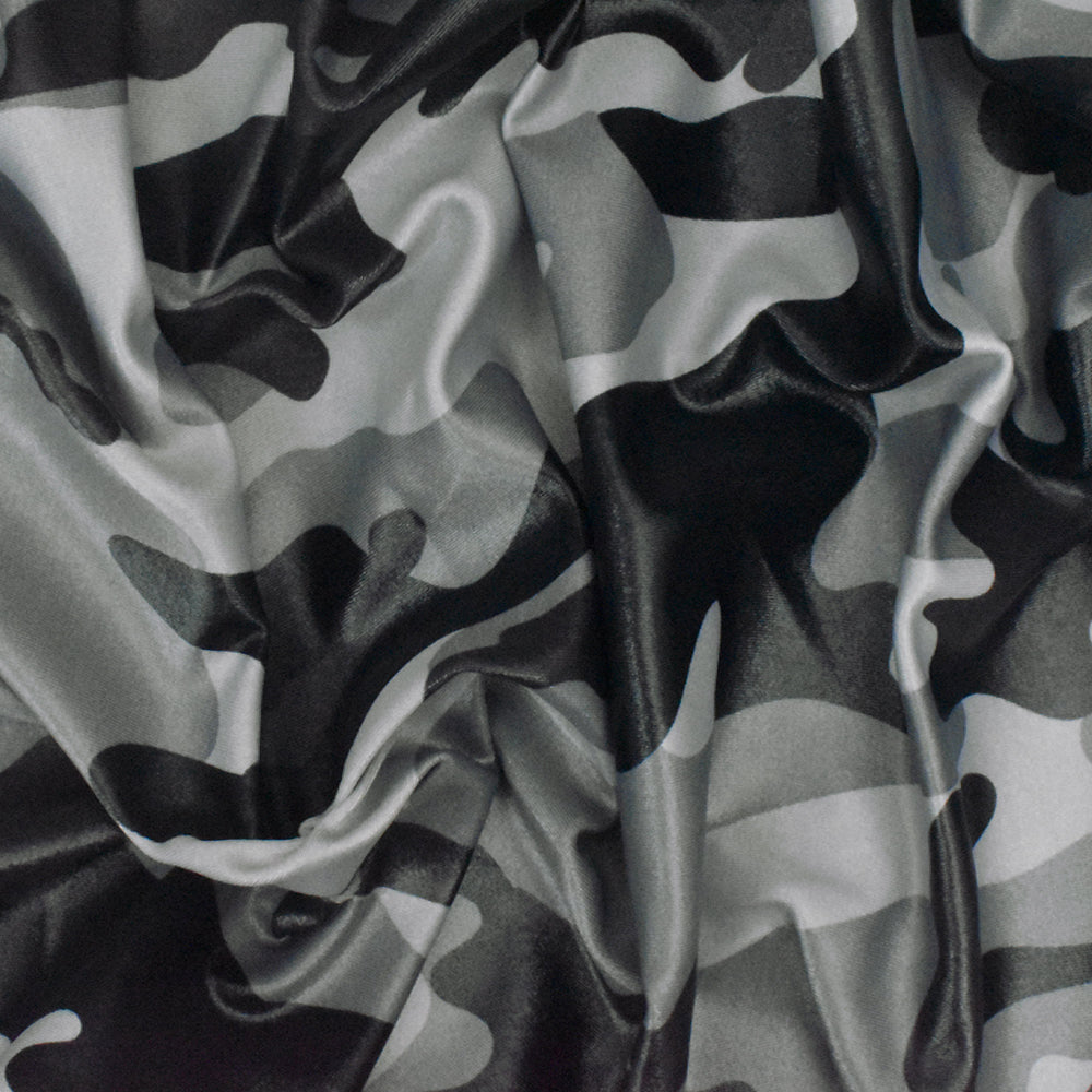 Gray-Multi Famous Maker Camouflage Printed Stretch Tricot Swimwear Fabric