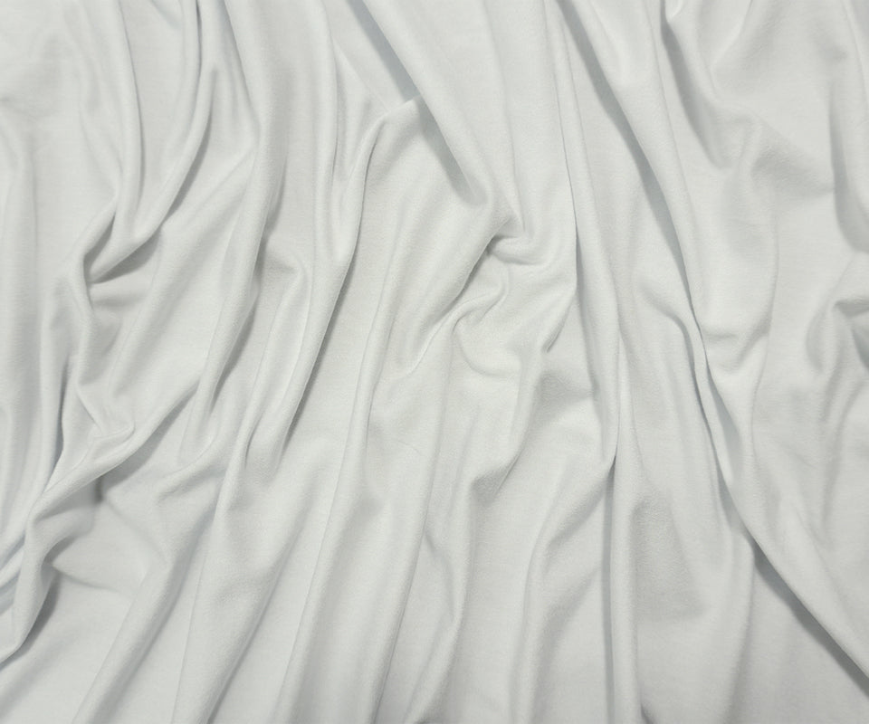 White Famous Maker Rayon Spandex Solid Slub Jersey Knit Fabric