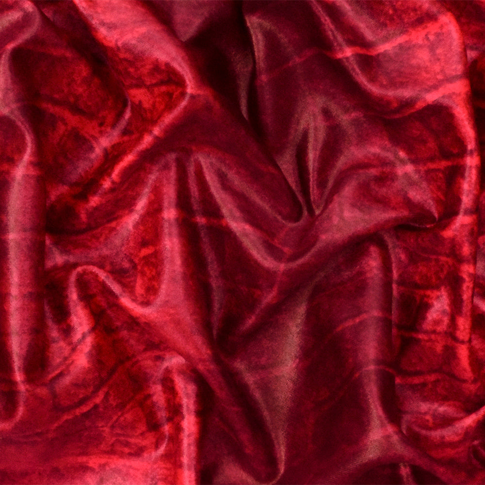 Red-Multi Famous Maker Reptile Printed Satin Tricot Swimwear Knit Fabric