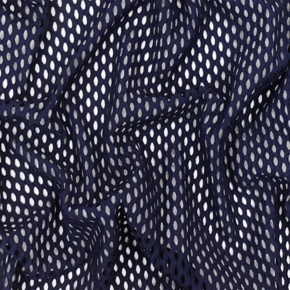 Dark Indigo Blue Famous Maker Mesh Stretch Yoga Activewear Knit Fabric