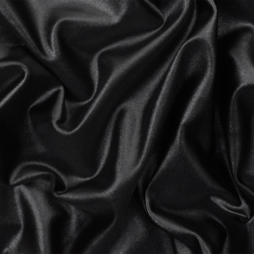 Black Famous Maker Nylon Stretch Spandex Satin Tricot Swimwear Knit Fabric