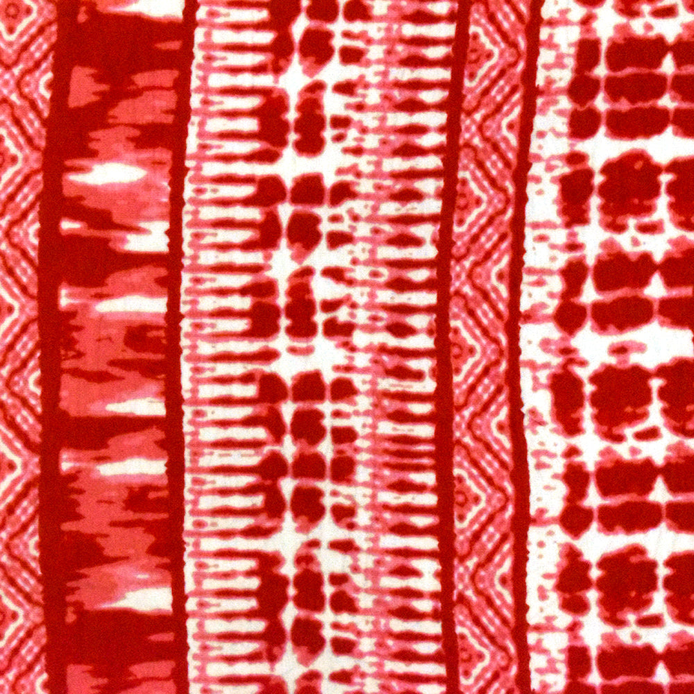 Ivory-Pink Tie Dye And Aztec Stripe Printed Rayon Stretch Jersey Knit Fabric