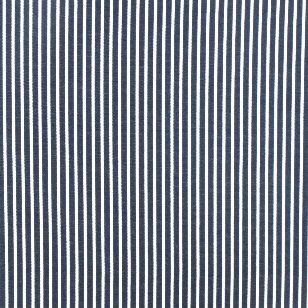 Deep Blue-White Stripe Polyester Shirting Woven Fabric