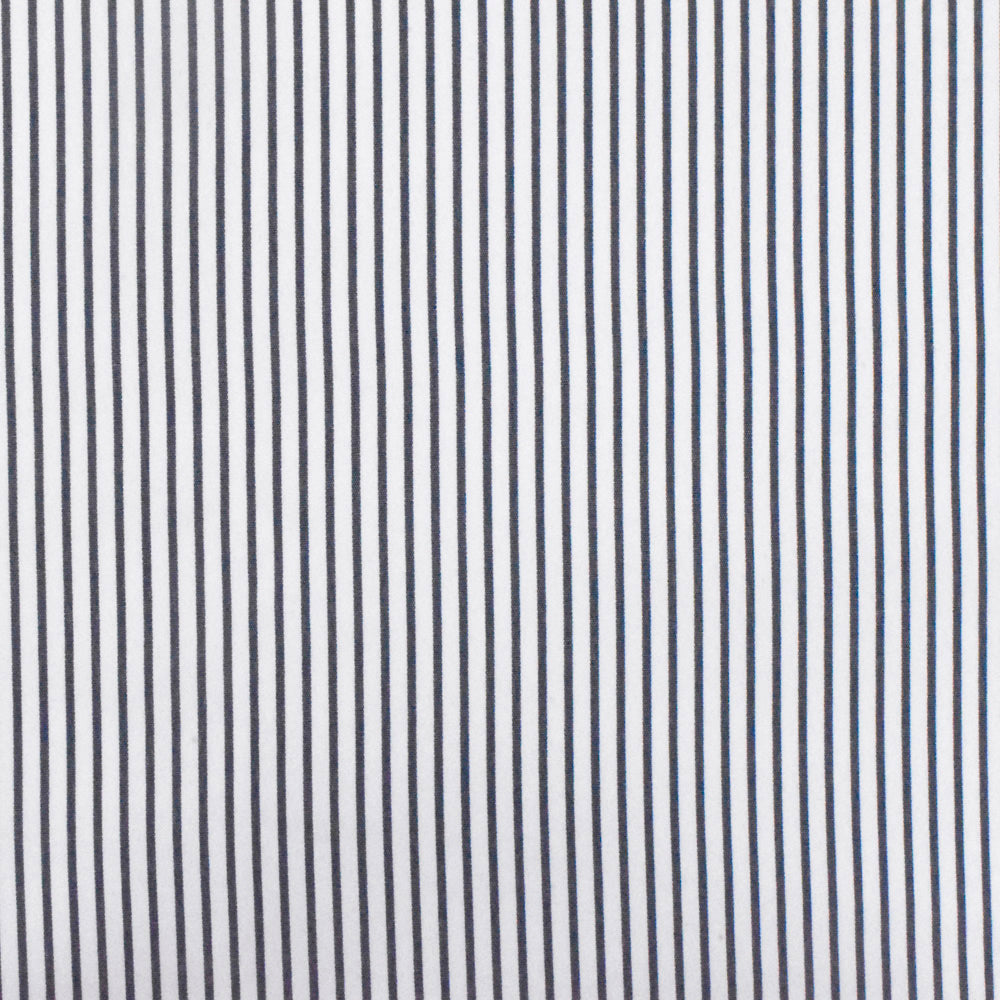 Dark Navy-White Stripe Polyester Shirting Woven Fabric
