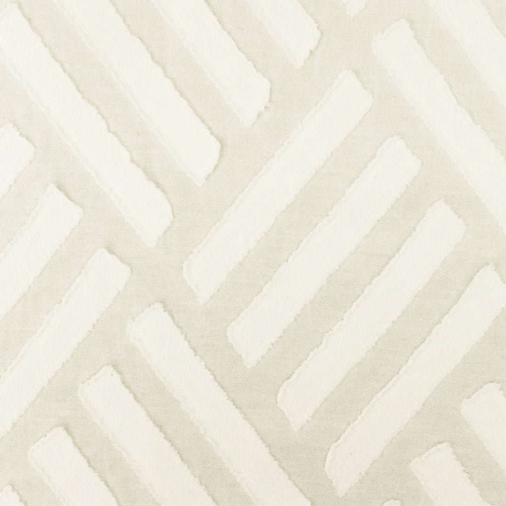 White Abstract Diagonal Tile Poly-Cotton Clip-Spot Pleat Woven Fabric