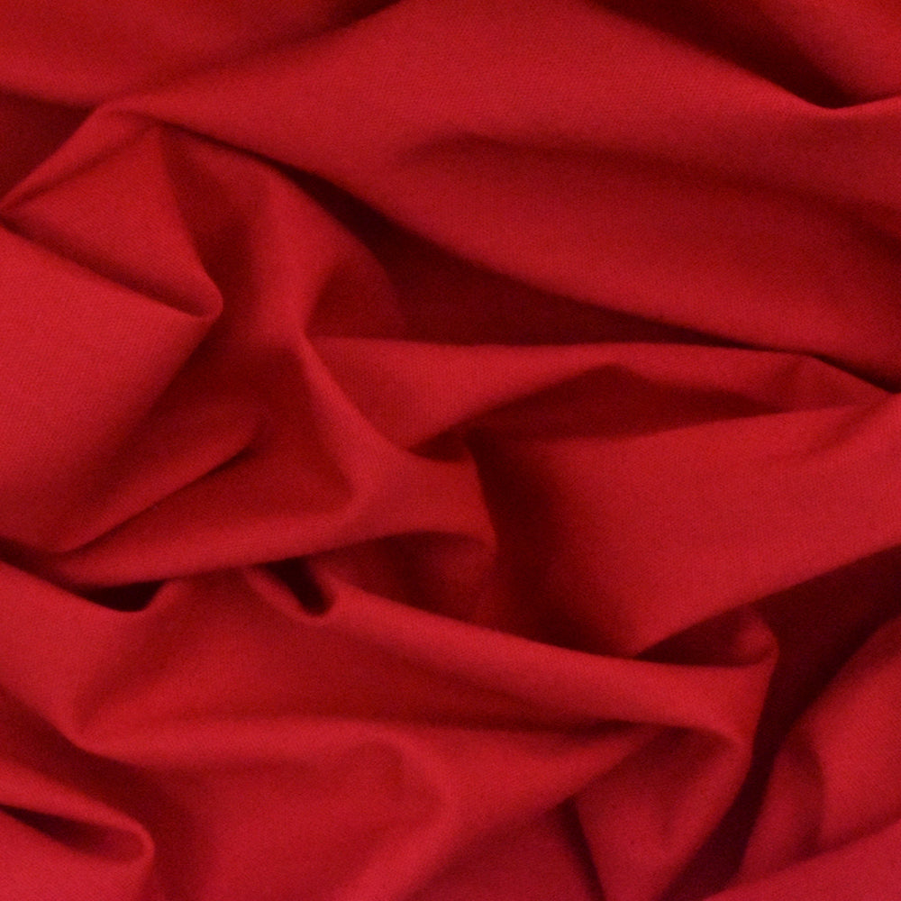 Dark Red Solid Stretch Poplin Woven Fabric