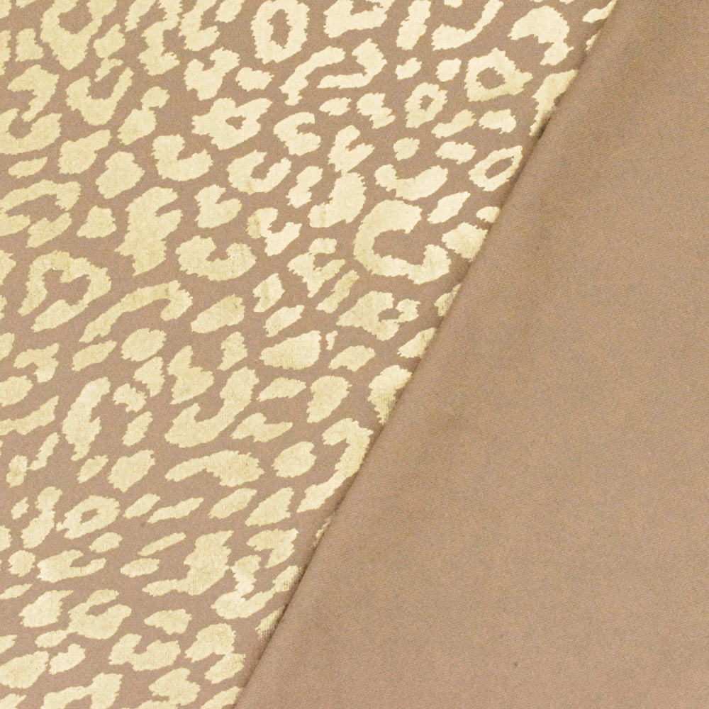 Simple Beige-Gold Leopard Printed Stretch Tricot Swimwear Knit Fabric