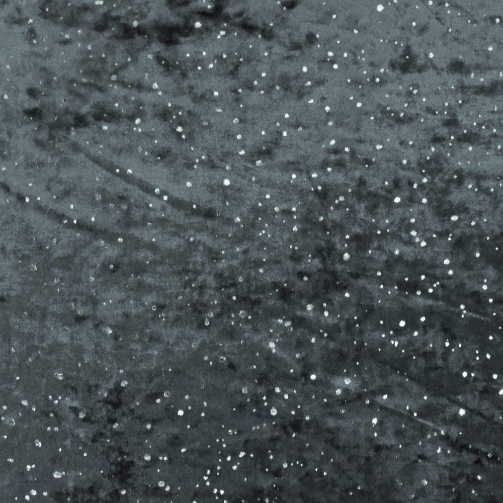 Galaxy Blue-Silver Drip Dot Pattern Printed Stretch Velvet Knit Fabric
