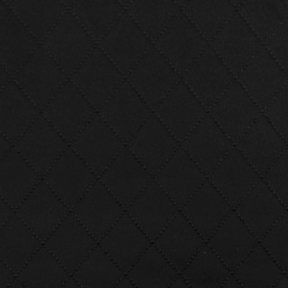 Jet Black Diamond Quilt-Like Stretch Polyester Knit Fabric