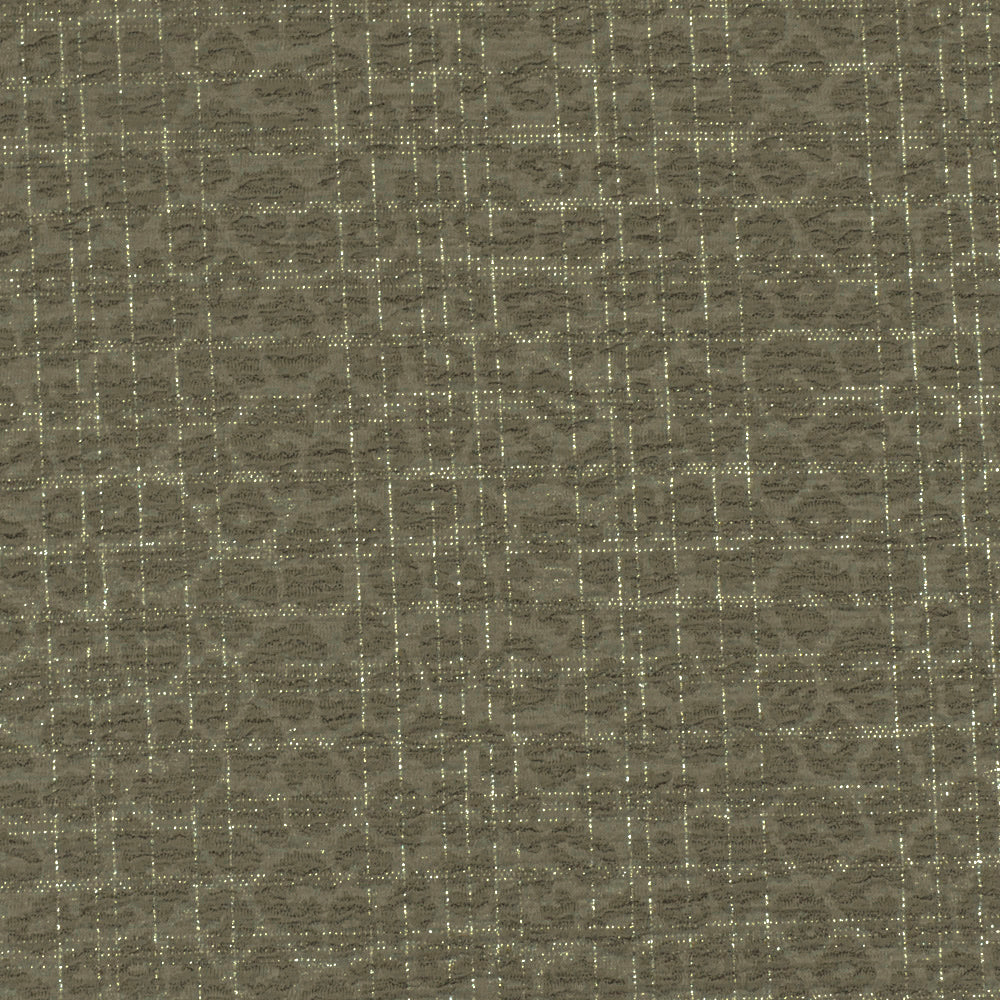 Green-Silver Crinkle Leopard Metallic Plaid Stretch Double Knit Fabric