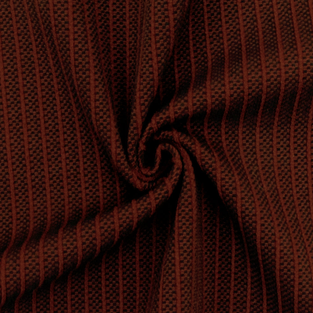 Red-Multi Famous Maker Tribal Stripe Border Stretch Jacquard Double Knit Fabric