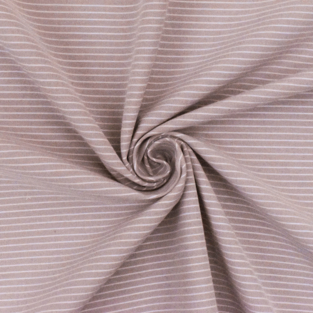 Dusty Rose Pink-White Striped Stretch Shirting Woven Fabric