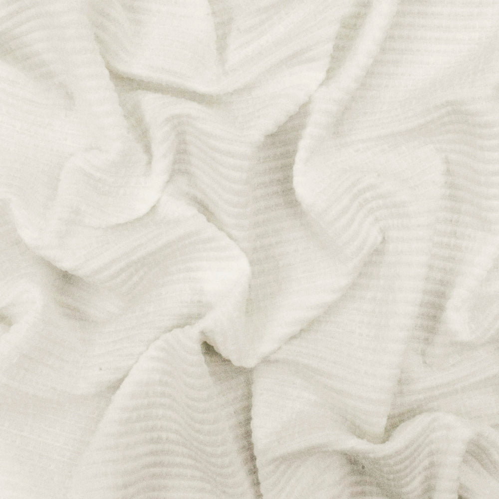 Air Ivory Striped Texture Stretch Polyester Double Knit Fabric