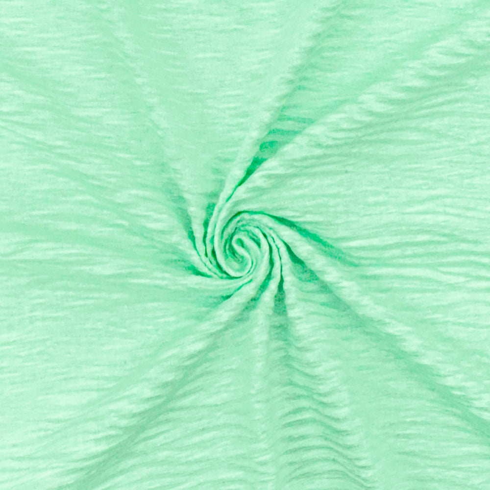 Fresh Mint Crinkle Stretch Plisse Polyspan Jersey Knit Fabric
