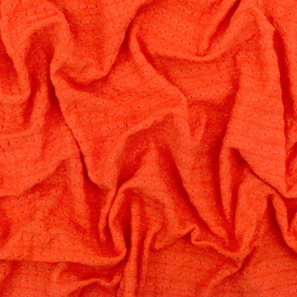 Fire Orange Stripe Texture Stretch Jersey Knit Fabric