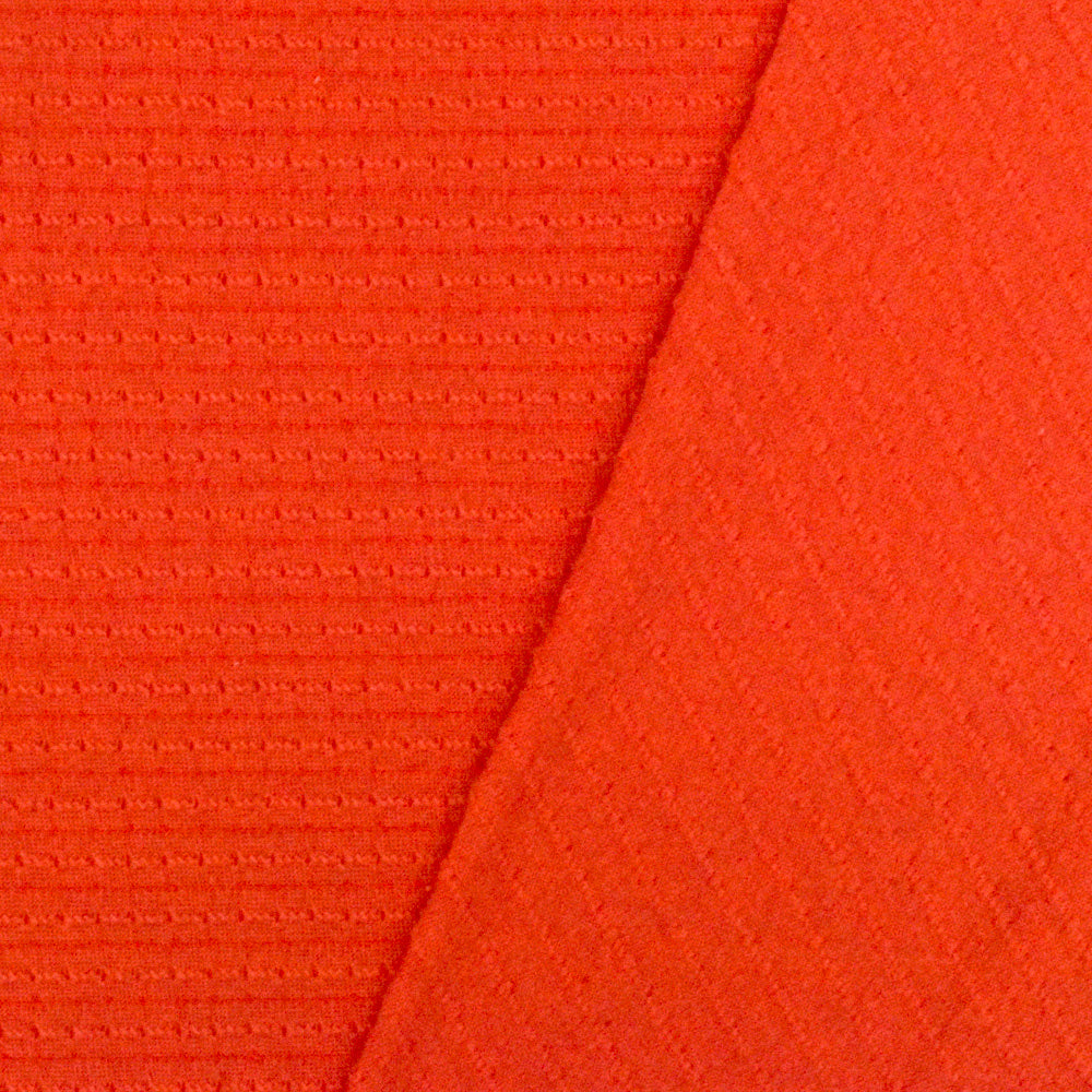 Fire Orange Stripe Texture Stretch Jersey Knit Fabric