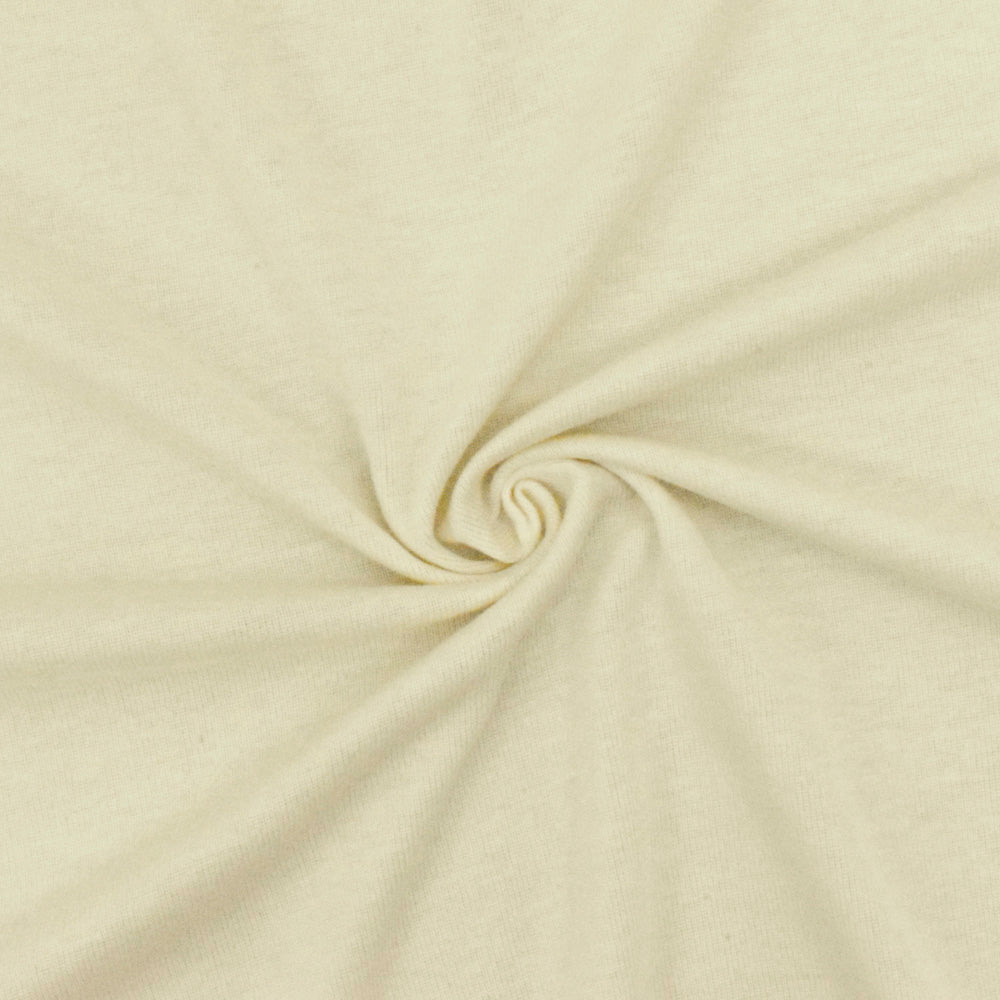 Cream Ivory Solid Stretch 1x1 Rib Knit Fabric