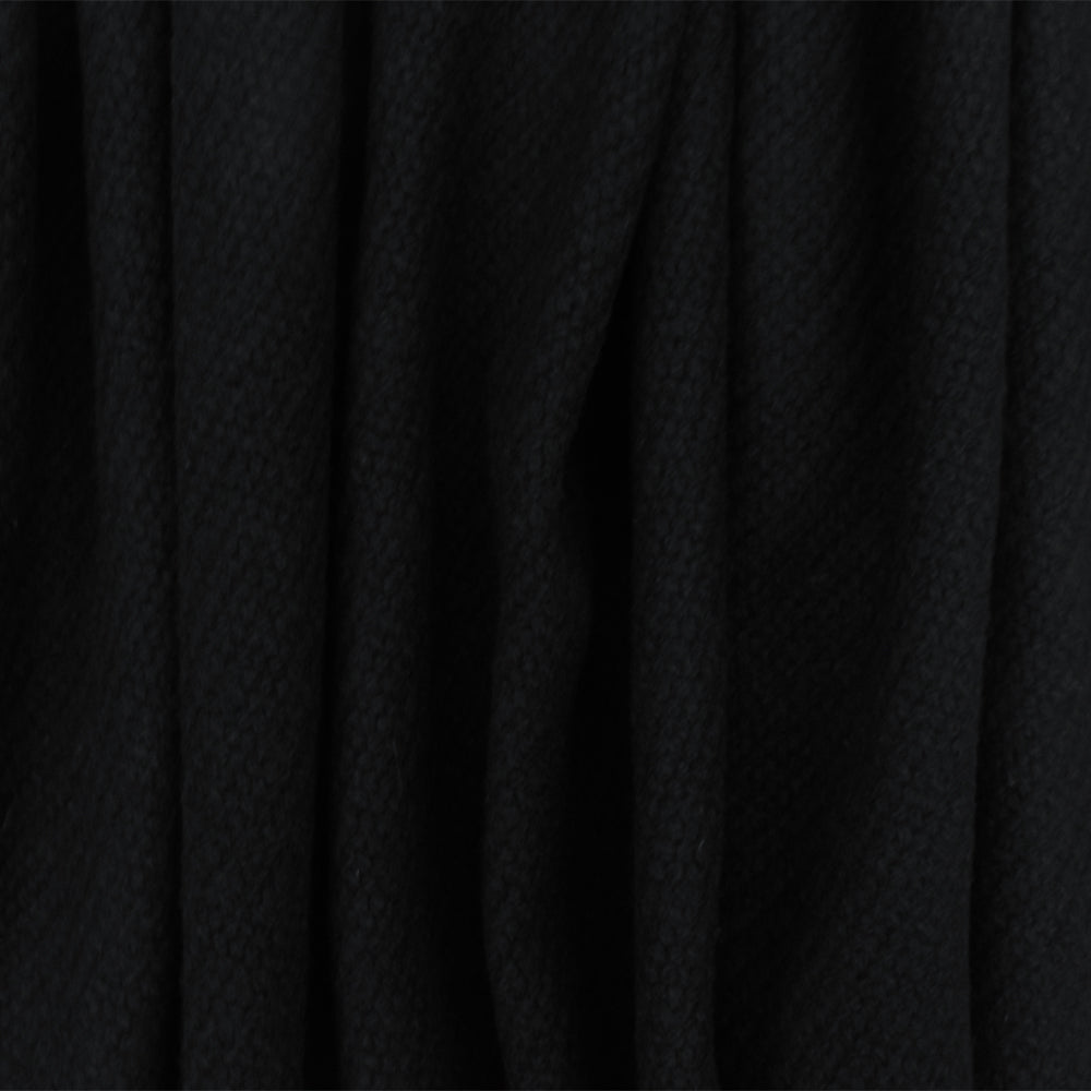 Panther Black Solid Wool-Cotton Twill Woven Coating Fabric