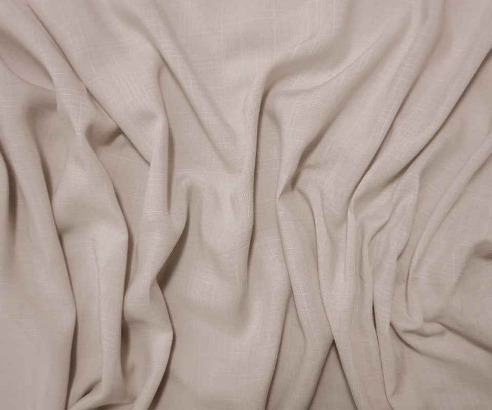 Light Gray Rayon Solid Cross Hatch Linen-Look Challis Woven Fabric