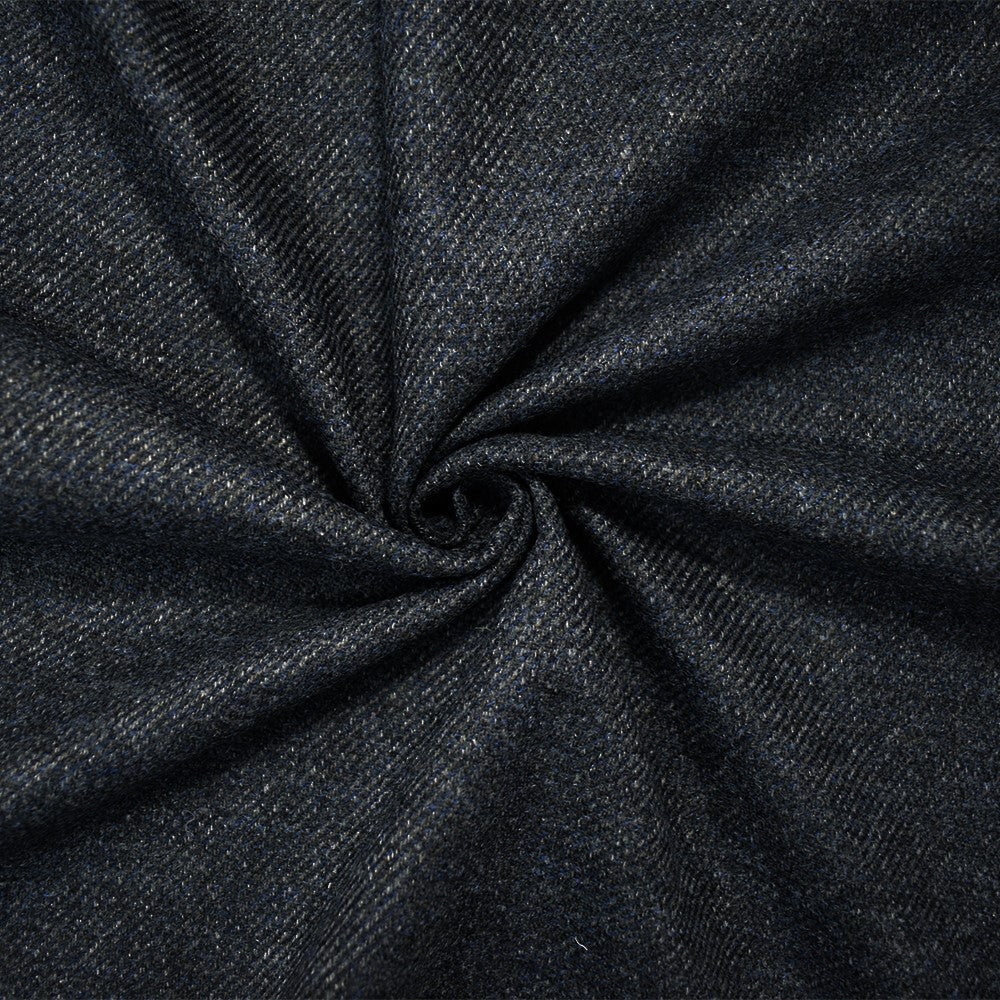 Blue-Black-Gray Wool Poly Slub Twill Woven Jacketing Fabric