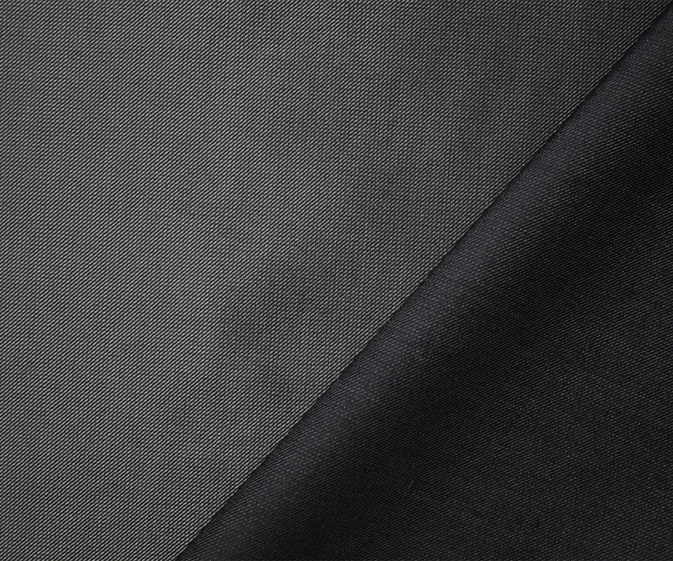 Black-Gray Wool Rayon Slub Twill Woven Suiting Fabric