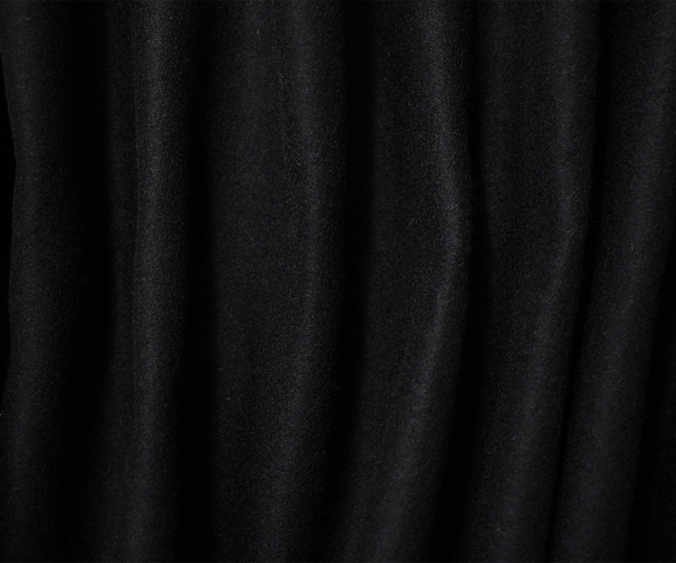 Black Boiled Wool Poly Solid Woven Coating Fabric