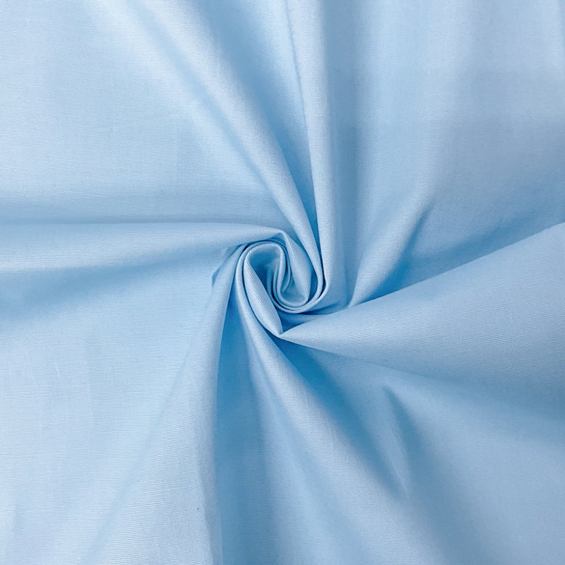 Light Blue Cotton Spandex Stretch Solid Broadcloth Woven Fabric