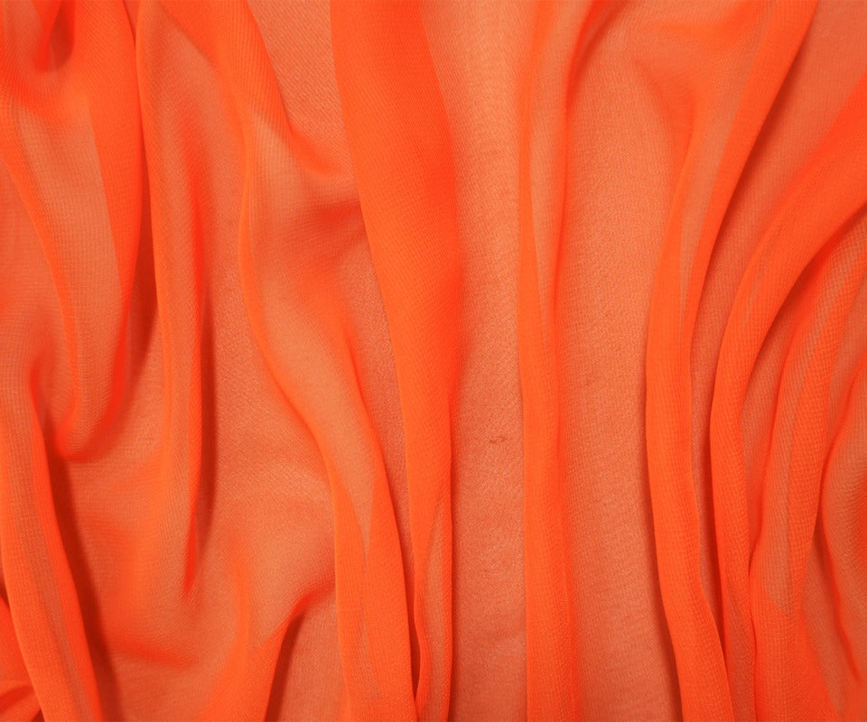 Orange Silk Solid Chiffon Woven Fabric