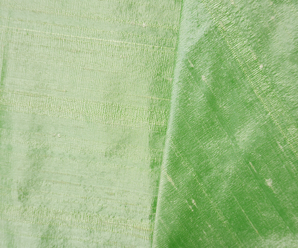 Green Silk Slub Iridescent Dupioni Woven Fabric