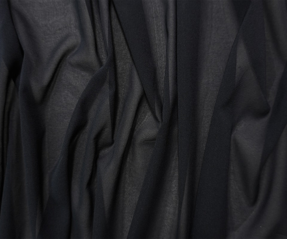 Black Silk Stretch Solid Chiffon Woven Fabric