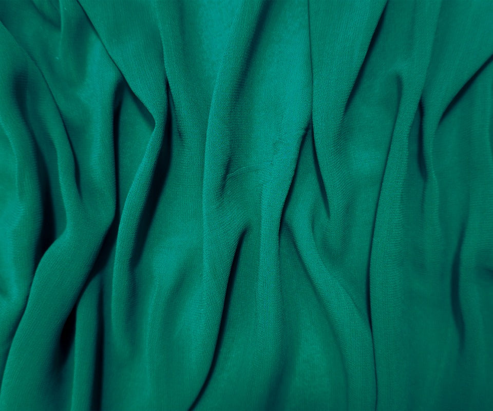 Green Silk Solid Georgette Woven Fabric