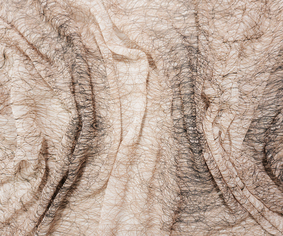 Beige Silk Abstract Printed Chiffon Woven Fabric