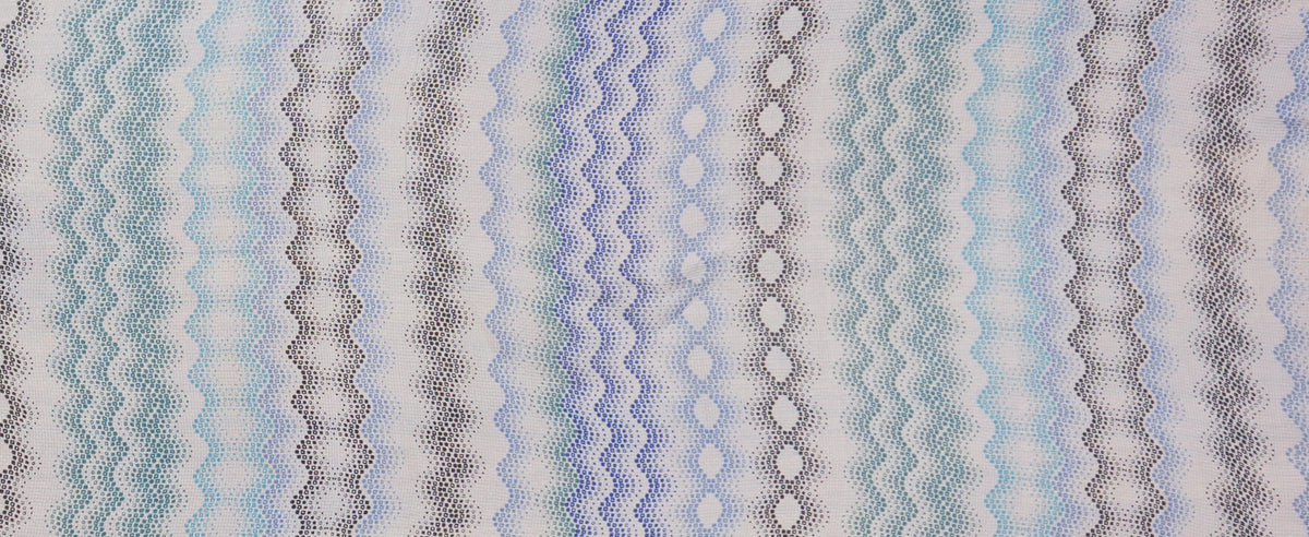 Gray Silk Abstract Wave Printed Dobby Chiffon Woven Fabric