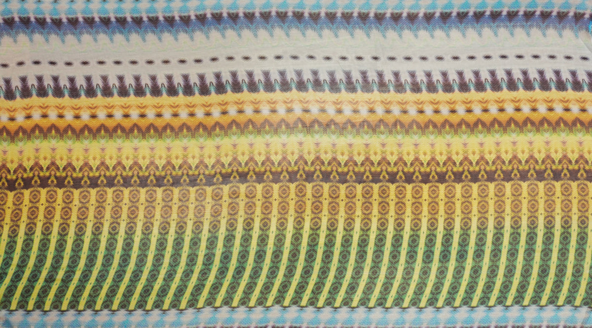 Green Silk Tribal Printed Chiffon Woven Fabric