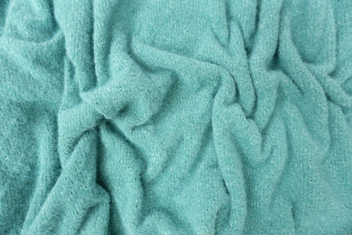 Teal Poly Nylon Chenille Sweater Knit Fabric