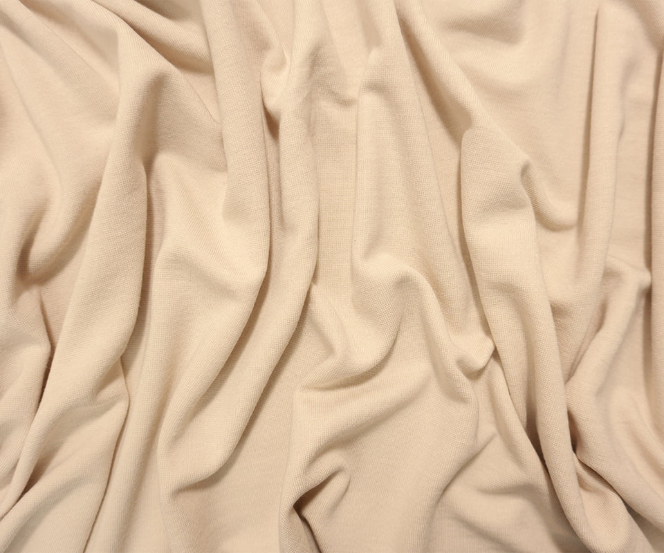 Beige Rayon Blend Solid Double Knit Fabric