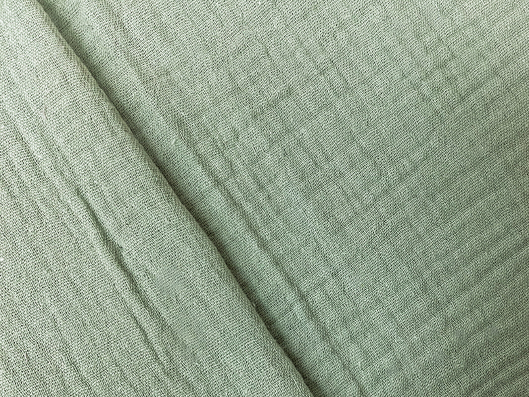 Green Cotton Solid Double Gauze Reorderable Woven Fabric