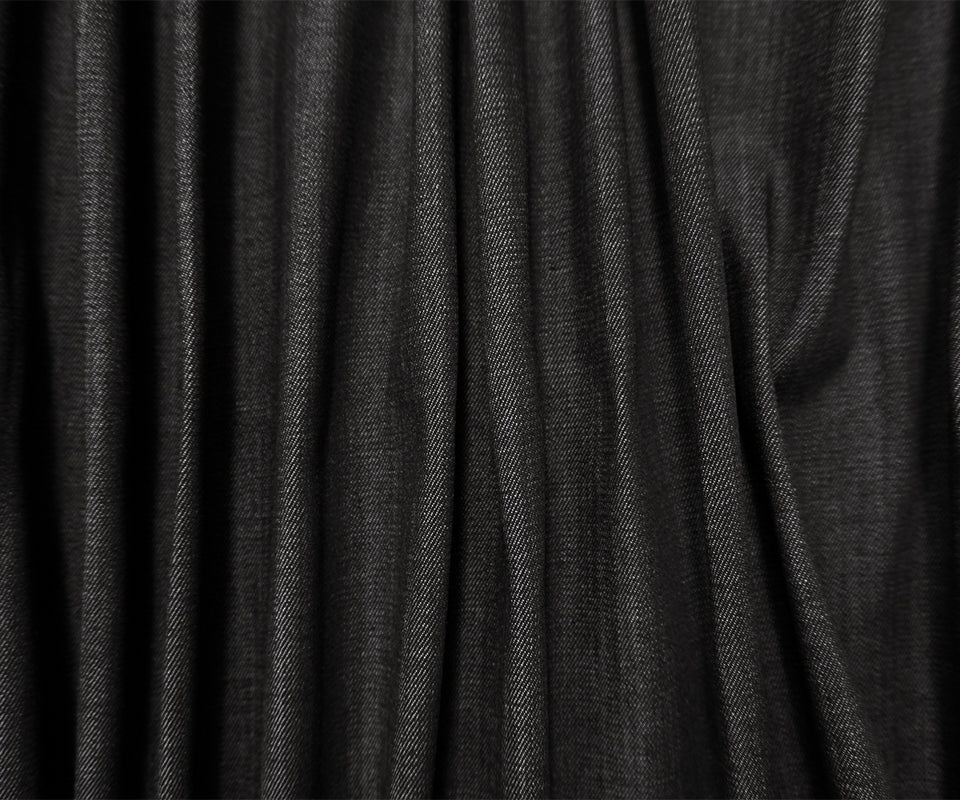 Night Black 9.5 oz. Cotton-Rayon-Modal Stretch Twill Denim Fabric