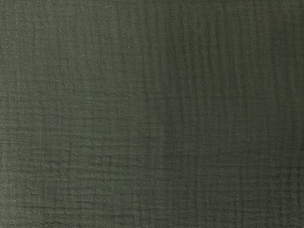 Olive Green Cotton Solid Double Gauze Reorderable Woven Fabric