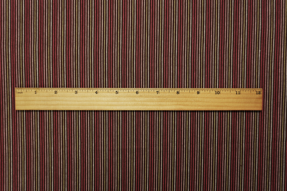 Deep Red Cotton Stripe Woven Fabric