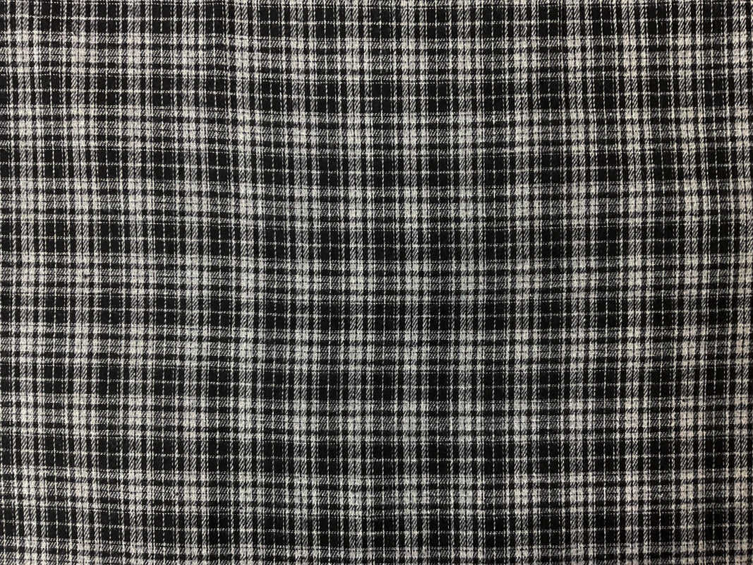 Black-Gray Cotton Plaid Flannel Twill Woven Fabric