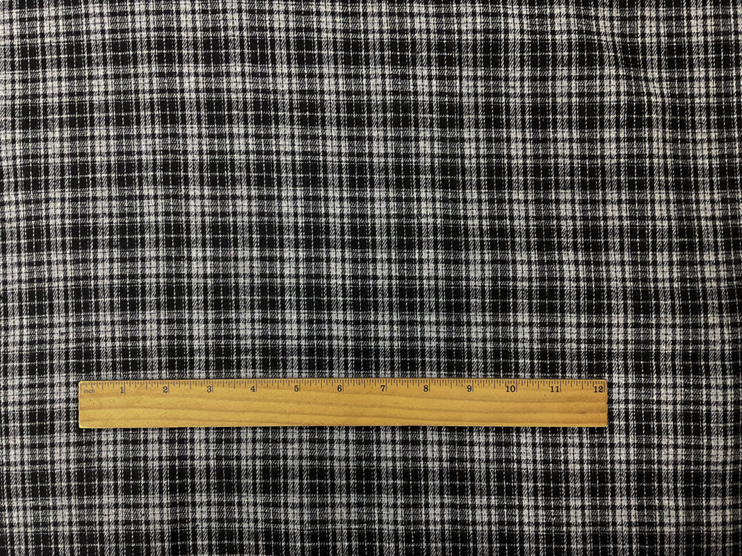 Black-Gray Cotton Plaid Flannel Twill Woven Fabric