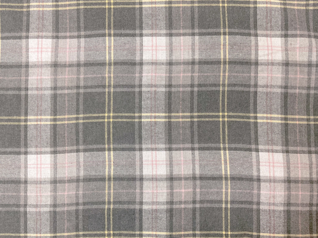 Gray-Yellow-Multi Cotton Plaid Flannel Twill Woven Fabric