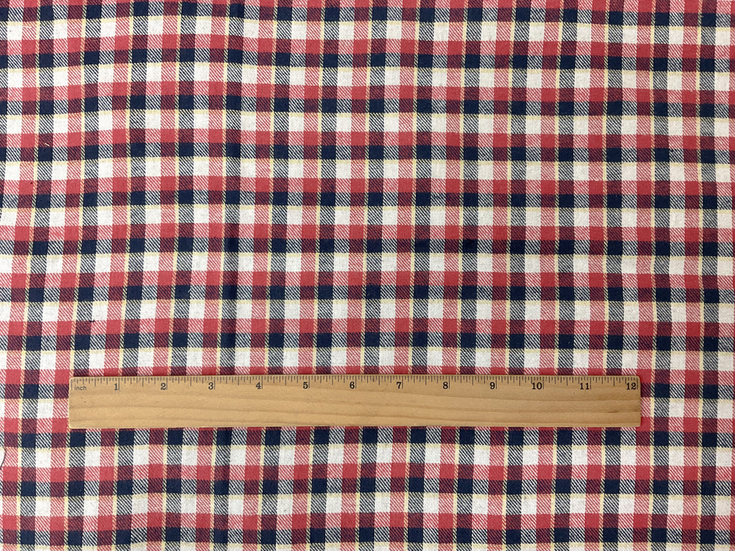 Red-Blue-Multi Cotton Plaid Flannel Twill Woven Fabric