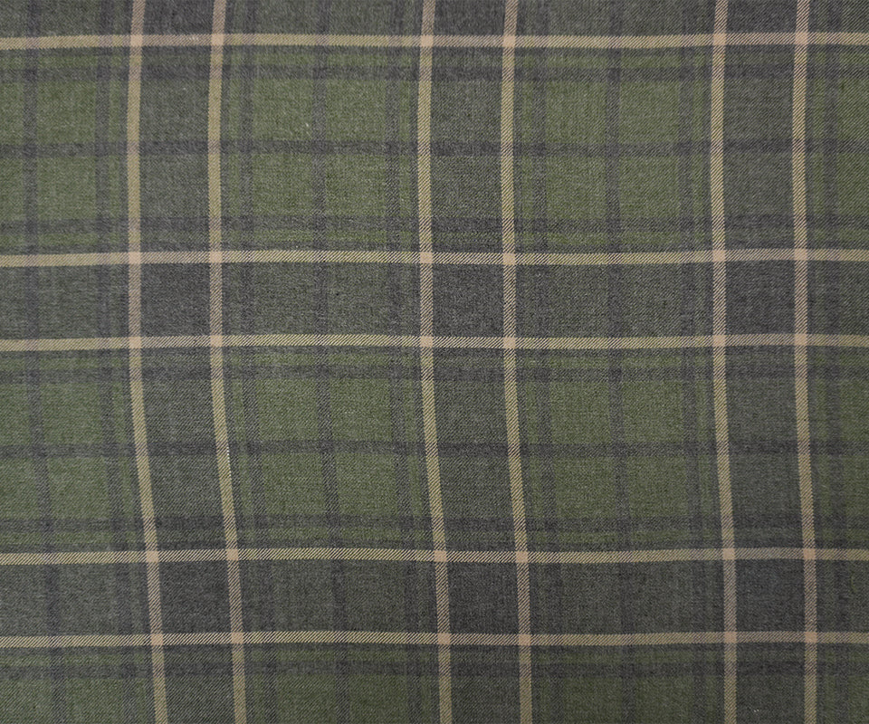 Green-Beige-Multi Cotton Plaid Flannel Twill Woven Fabric