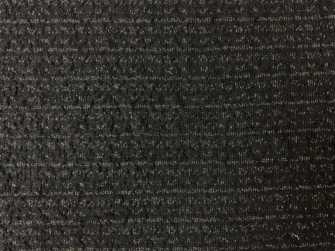 Black-Silver Poly-Metallic Boucle Novelty Knit Fabric