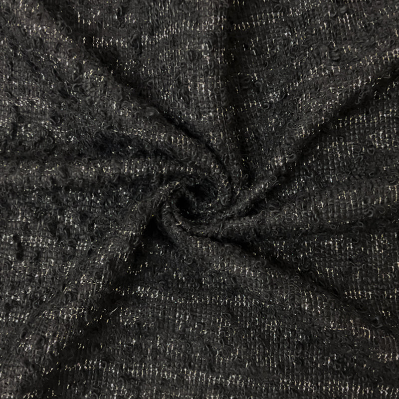 Black-Silver Poly-Metallic Boucle Novelty Knit Fabric