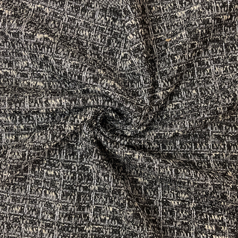 Black-Silver-Multi Poly Blend Texture Boucle Novelty Knit Fabric