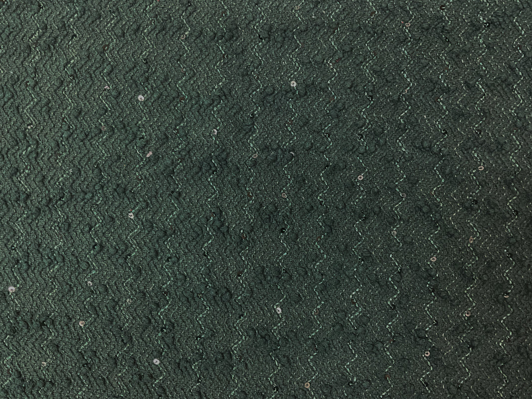 Green Poly Wave Sequin Boucle Novelty Knit Fabric